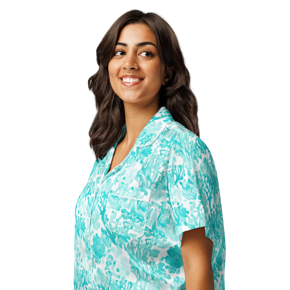 Turquoise Tangle on Women's Short Sleeve Pajama Top — Left Front