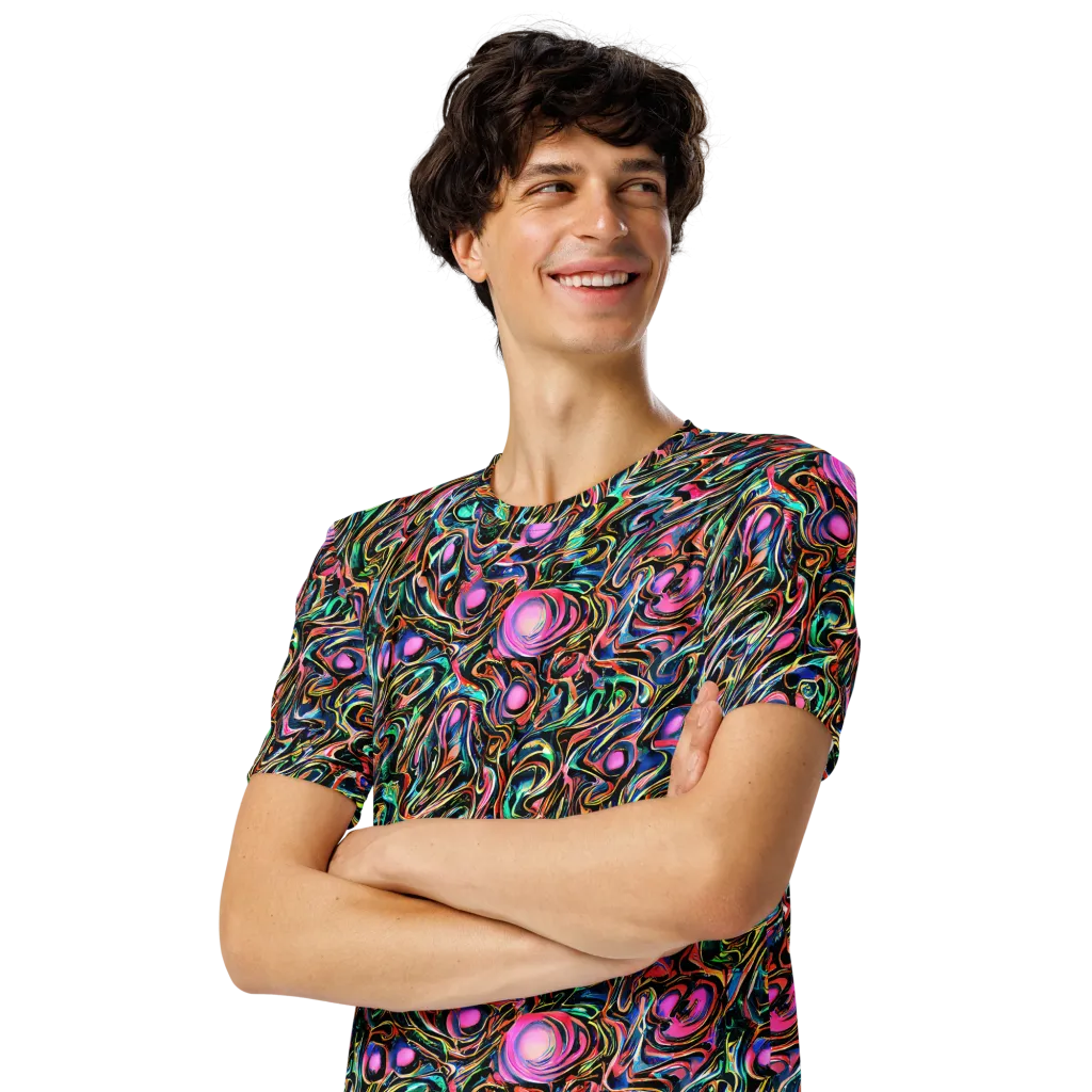 Molten Neon on Men's Crew Neck T-Shirt — Left Front