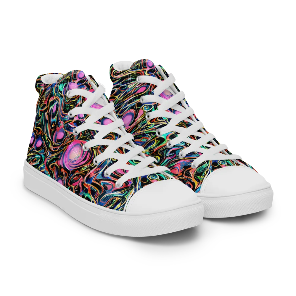 Molten Neon on Men's High Top Canvas Shoes — Right Front