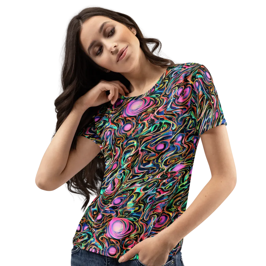 Molten Neon on Women's Crew Neck T-Shirt — Left Front