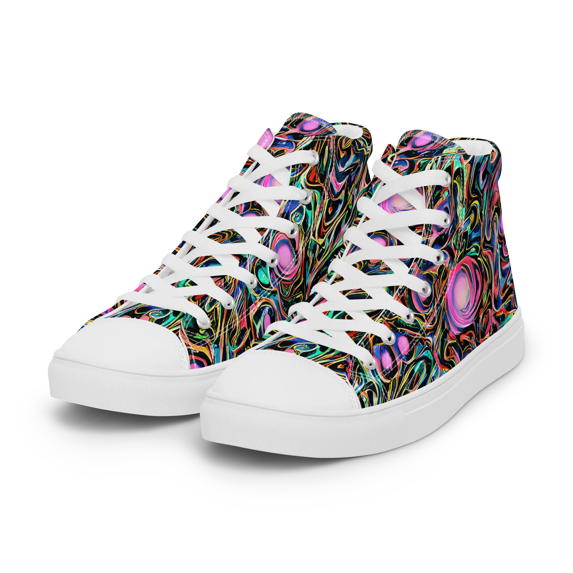 Molten Neon on Women's High Top Canvas Shoes — Left Front