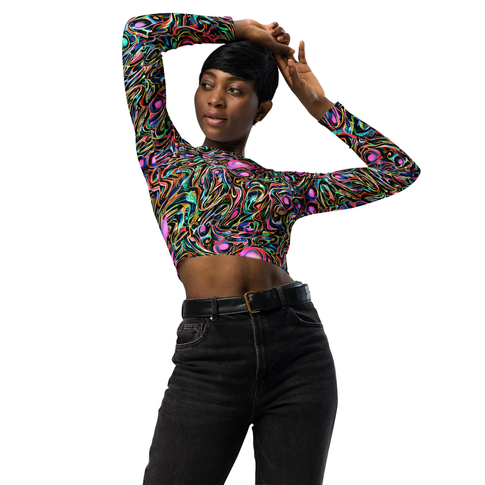 Molten Neon on Long Sleeve Crop Top — Front
