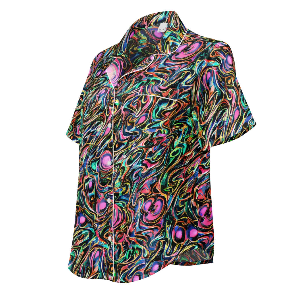 Molten Neon on Women's Short Sleeve Pajama Top — Left Front