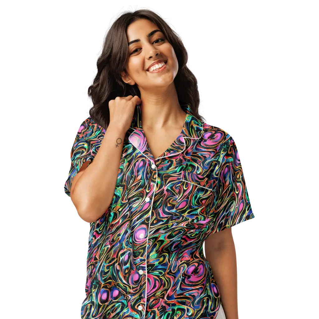 Molten Neon on Women's Short Sleeve Pajama Top — Front