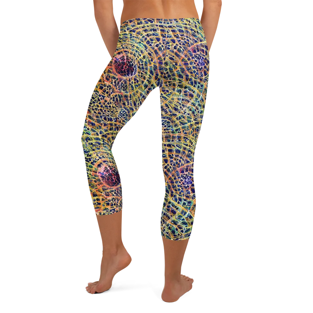 Kaleidoscopic Circuit on Capri Leggings — Back