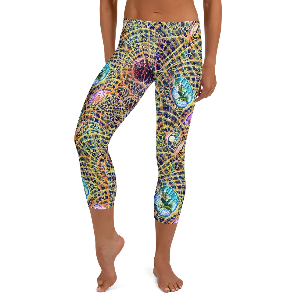 Kaleidoscopic Circuit on Capri Leggings — Front
