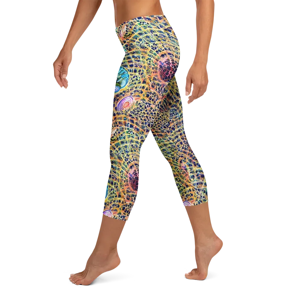 Kaleidoscopic Circuit on Capri Leggings — Left