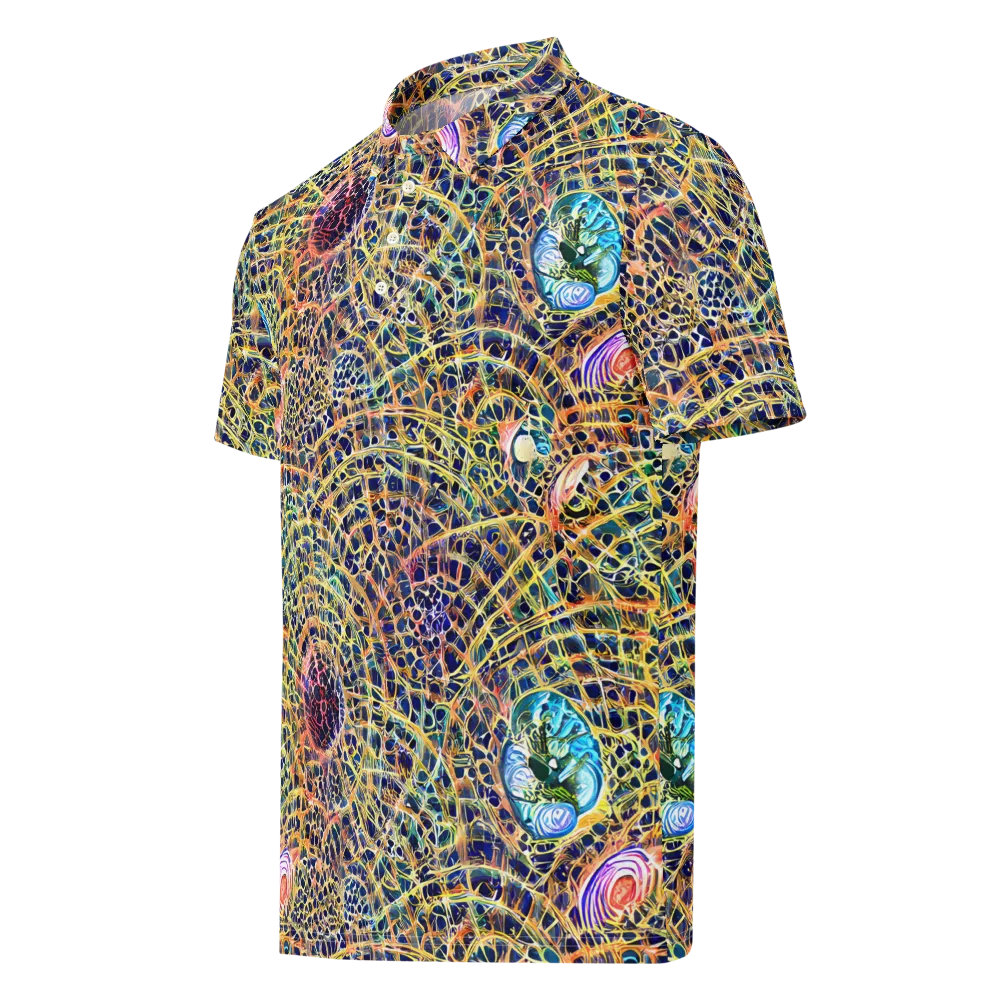 Kaleidoscopic Circuit on Men's Slim Fit Polo Shirt — Left Front