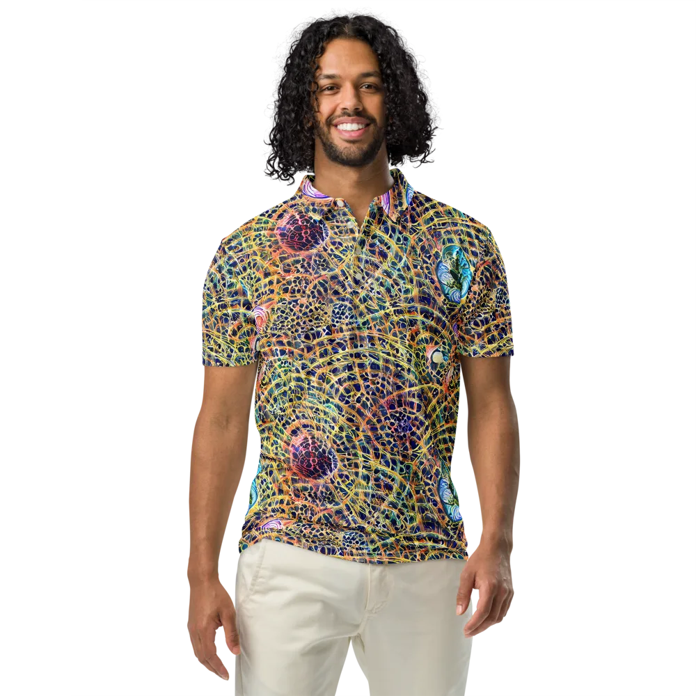 Kaleidoscopic Circuit on Men's Slim Fit Polo Shirt — Front