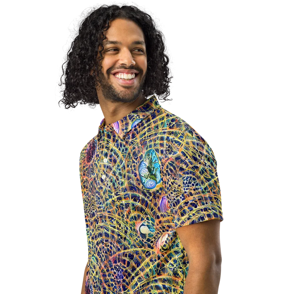 Kaleidoscopic Circuit on Men's Slim Fit Polo Shirt — Left Front