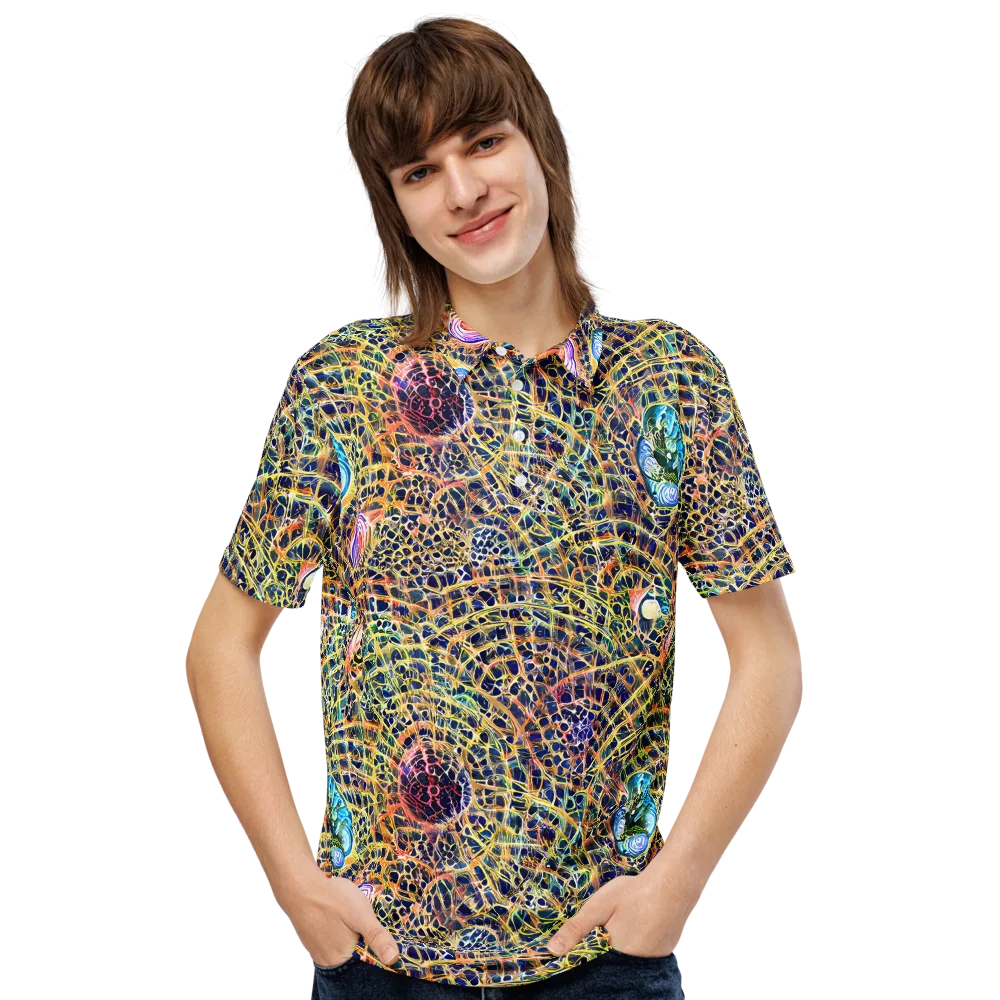 Kaleidoscopic Circuit on Men's Slim Fit Polo Shirt — Front