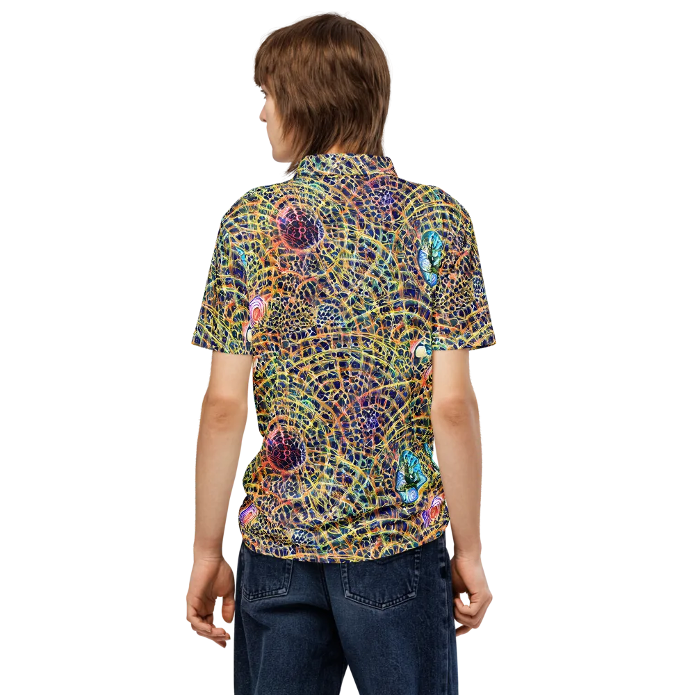 Kaleidoscopic Circuit on Men's Slim Fit Polo Shirt — Back