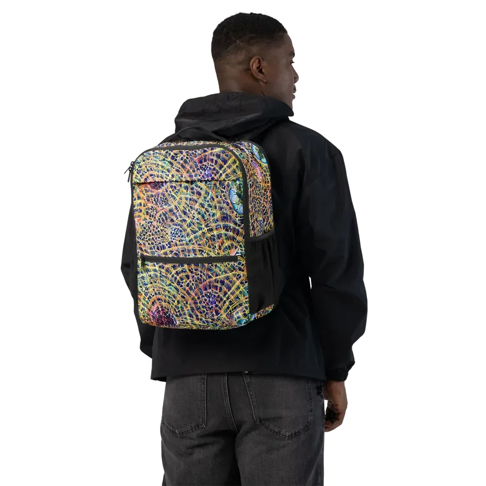 Kaleidoscopic Circuit on Utility Backpack — Back