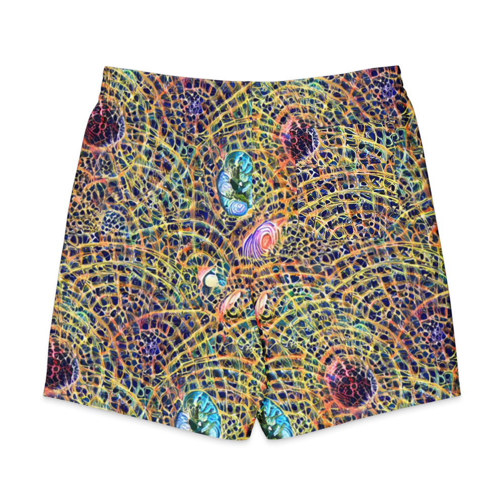 Kaleidoscopic Circuit on Men's Board Shorts — Back