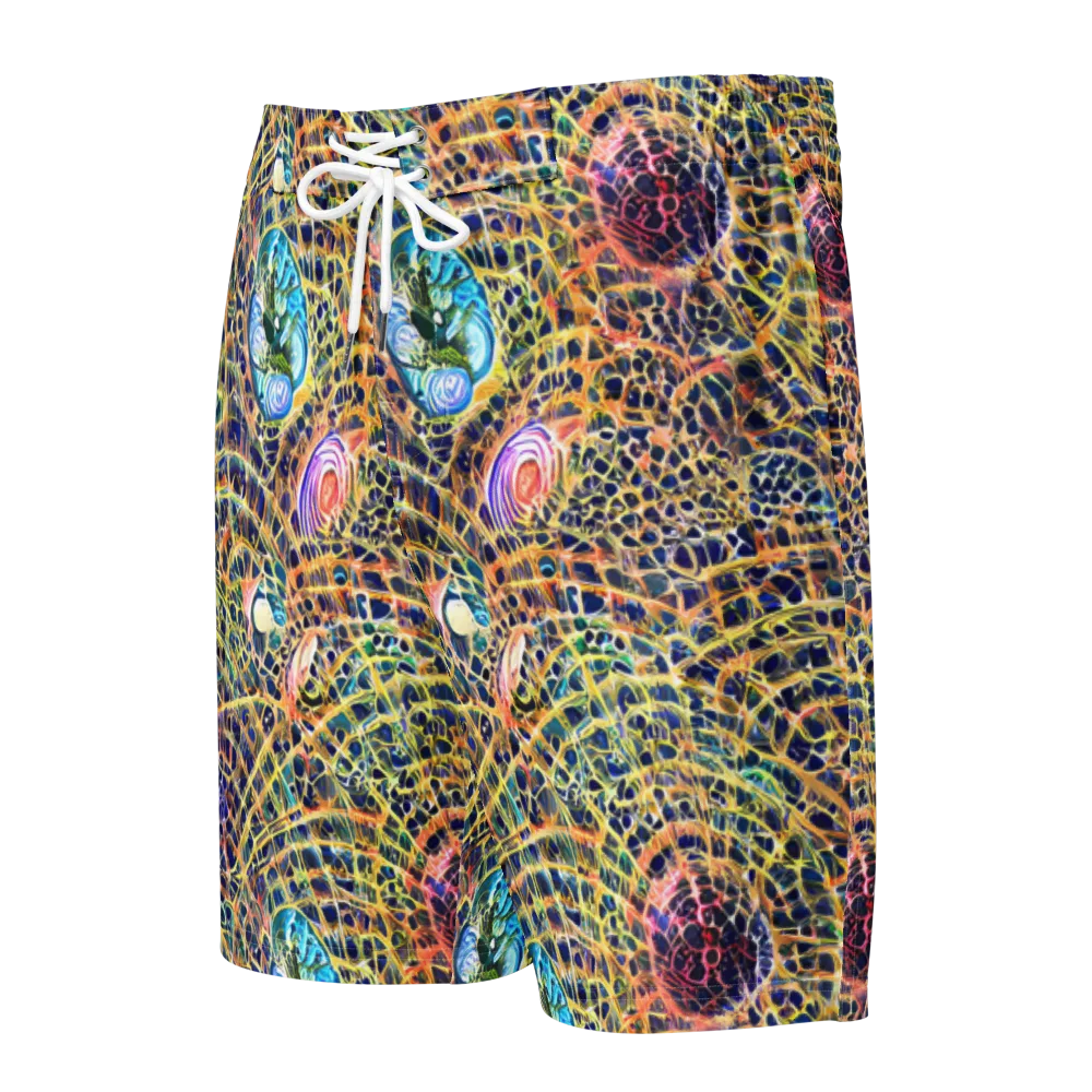 Kaleidoscopic Circuit on Men's Board Shorts — Front