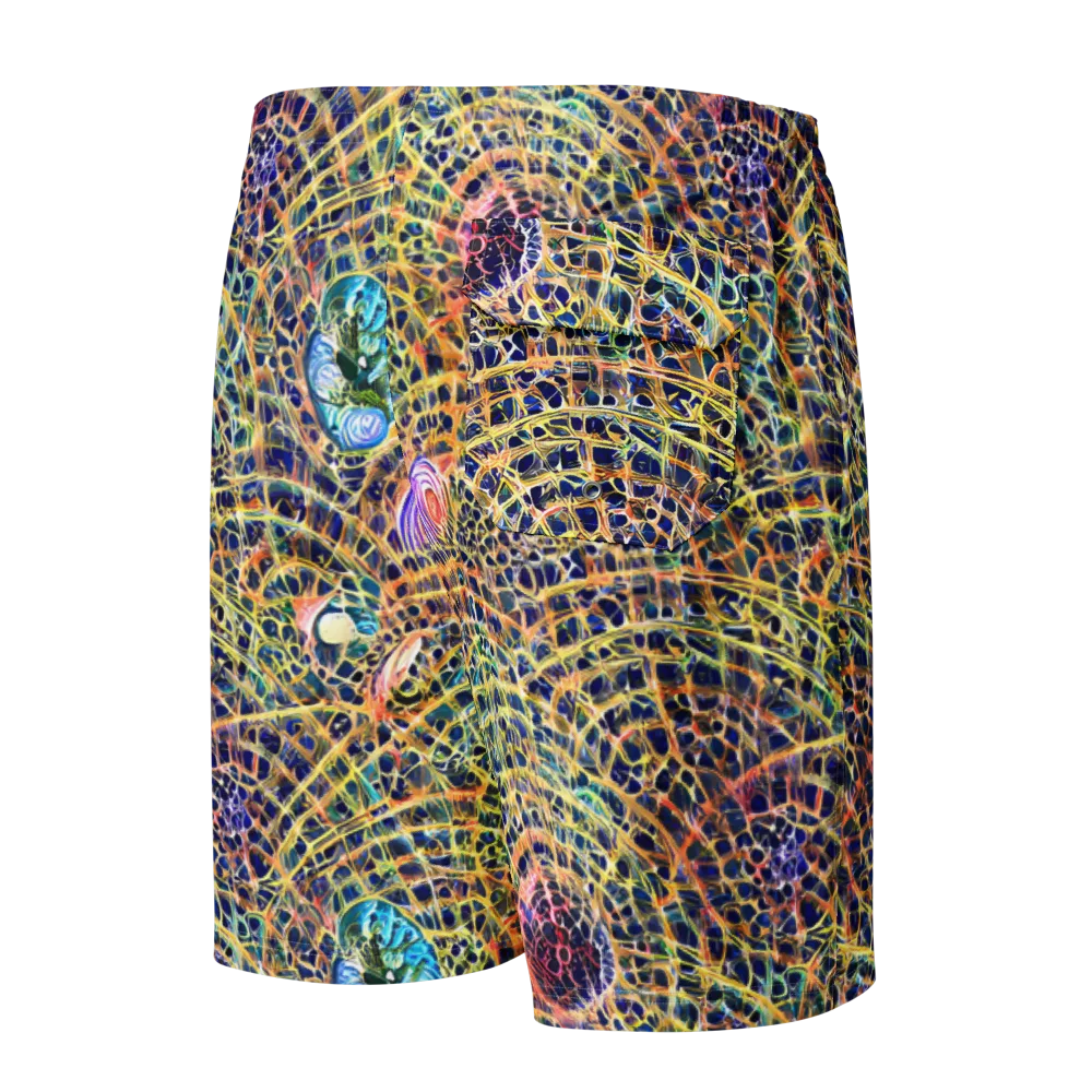 Kaleidoscopic Circuit on Men's Board Shorts — Back