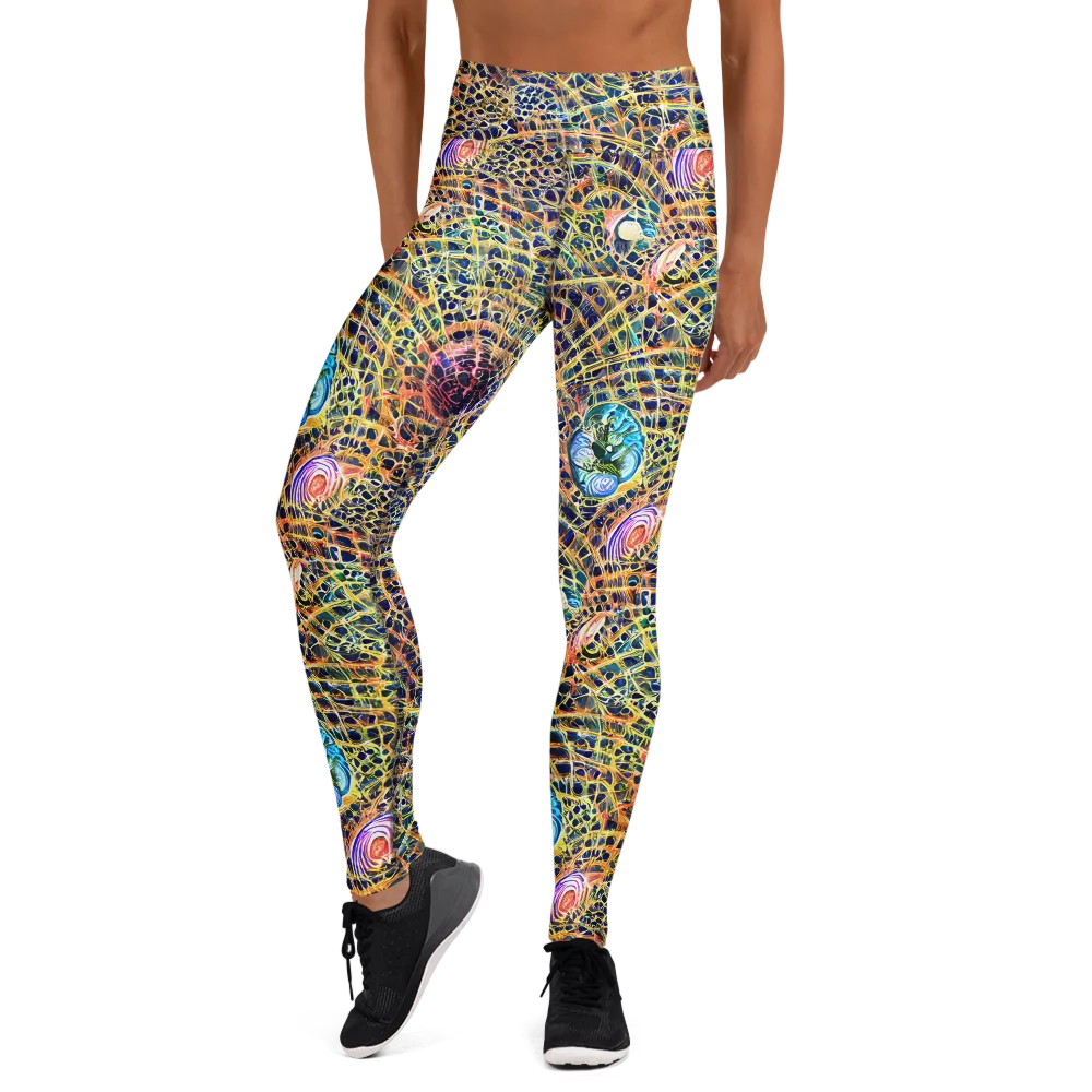 Kaleidoscopic Circuit on Yoga Leggings — Front
