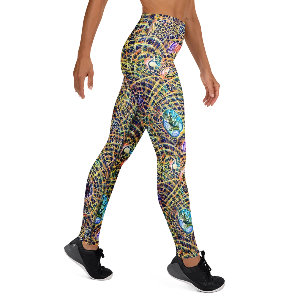 Kaleidoscopic Circuit on Yoga Leggings — Right