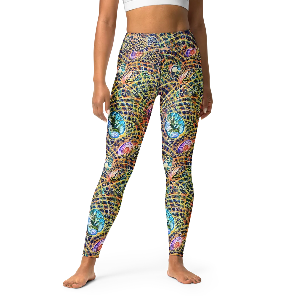 Kaleidoscopic Circuit on Yoga Leggings — Front