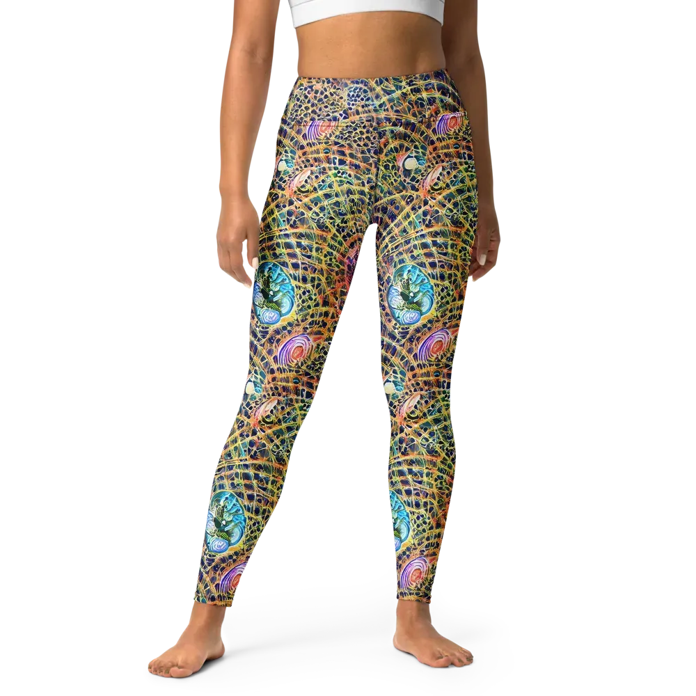Kaleidoscopic Circuit on Yoga Leggings — Front