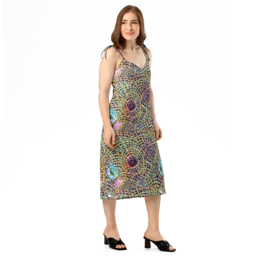 Kaleidoscopic Circuit on a Slip Dress