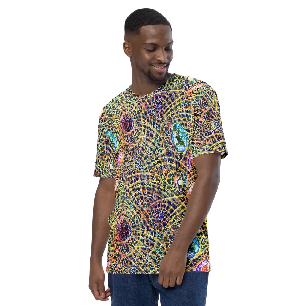Kaleidoscopic Circuit on Men's Crew Neck T-Shirt — Left