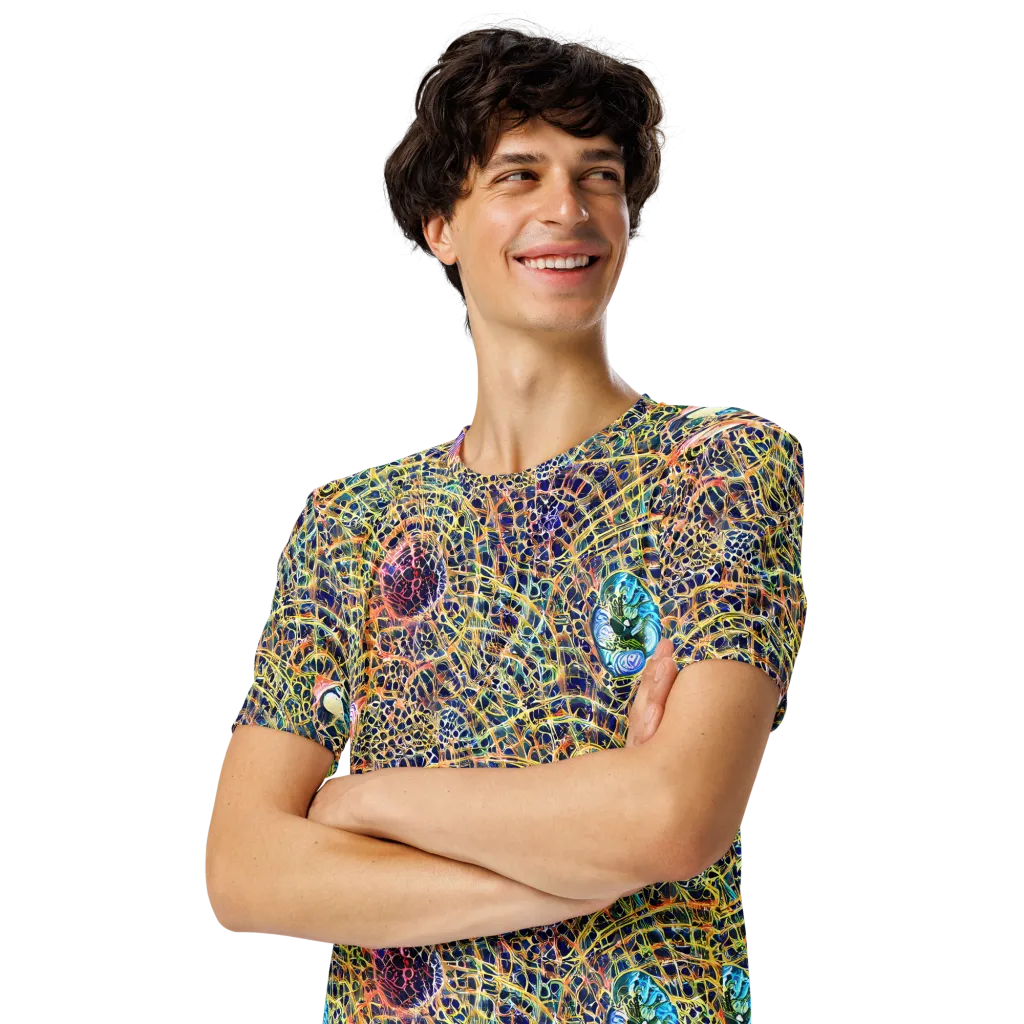 Kaleidoscopic Circuit on Men's Crew Neck T-Shirt — Left Front