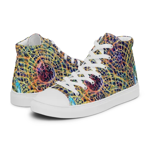 Kaleidoscopic Circuit on a Men's High Top Canvas Shoes