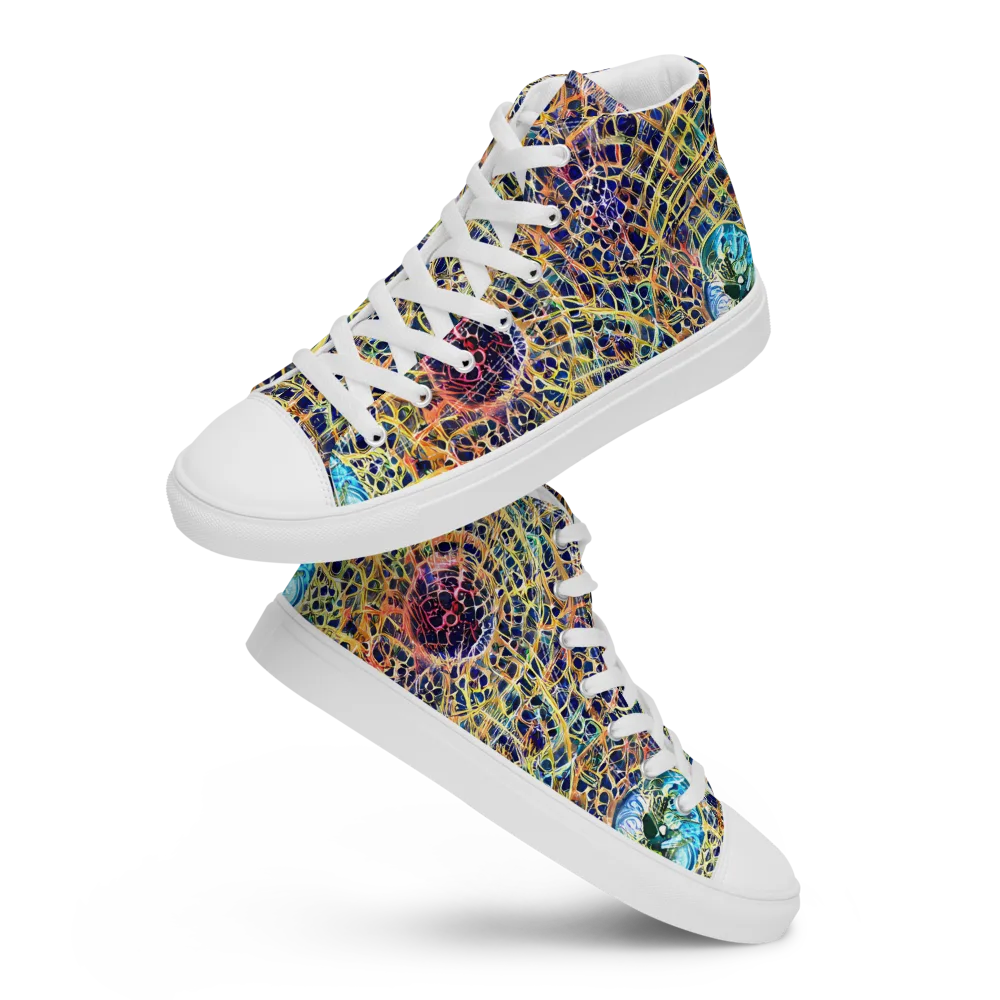 Kaleidoscopic Circuit on Men's High Top Canvas Shoes — Front