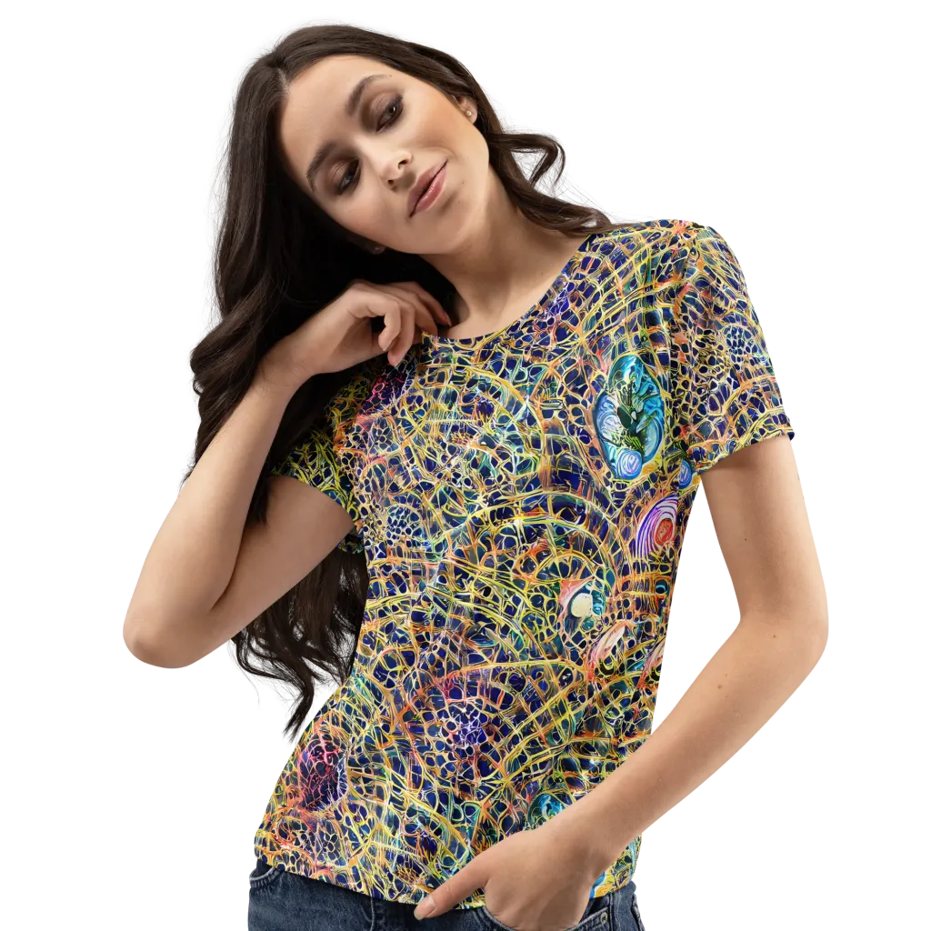 Kaleidoscopic Circuit on Women's Crew Neck T-Shirt — Left Front