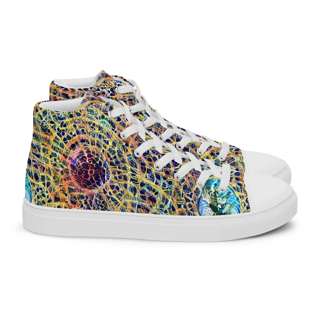 Kaleidoscopic Circuit on Women's High Top Canvas Shoes — Right