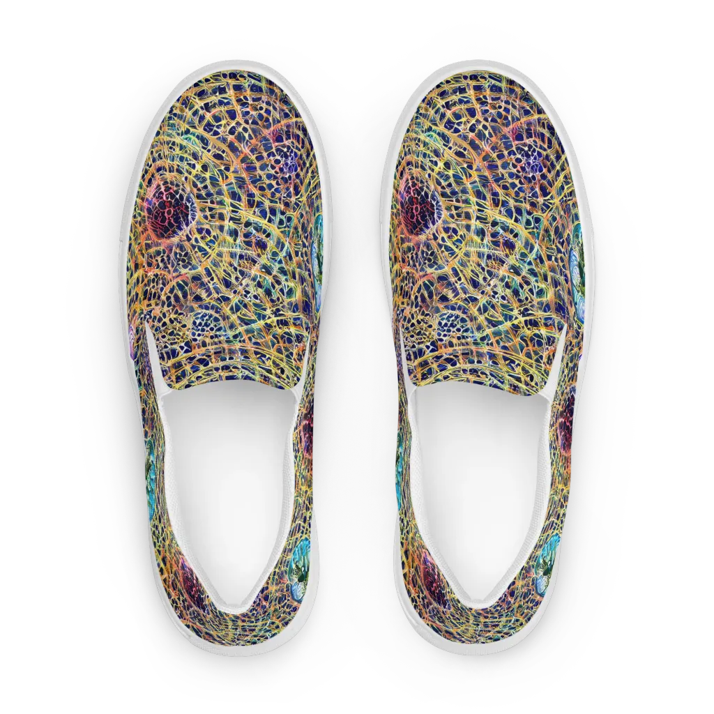 Kaleidoscopic Circuit on Men's Slip-On Canvas Shoes — Front