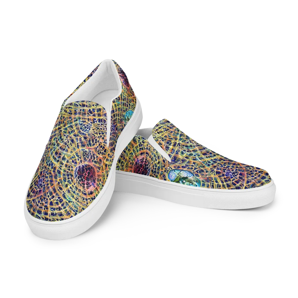 Kaleidoscopic Circuit on Men's Slip-On Canvas Shoes — Left Front