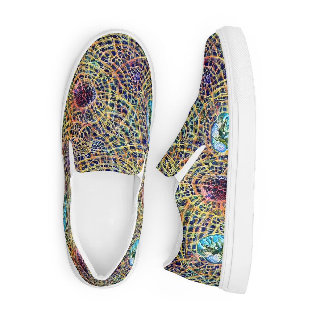 Kaleidoscopic Circuit on Men's Slip-On Canvas Shoes — Front