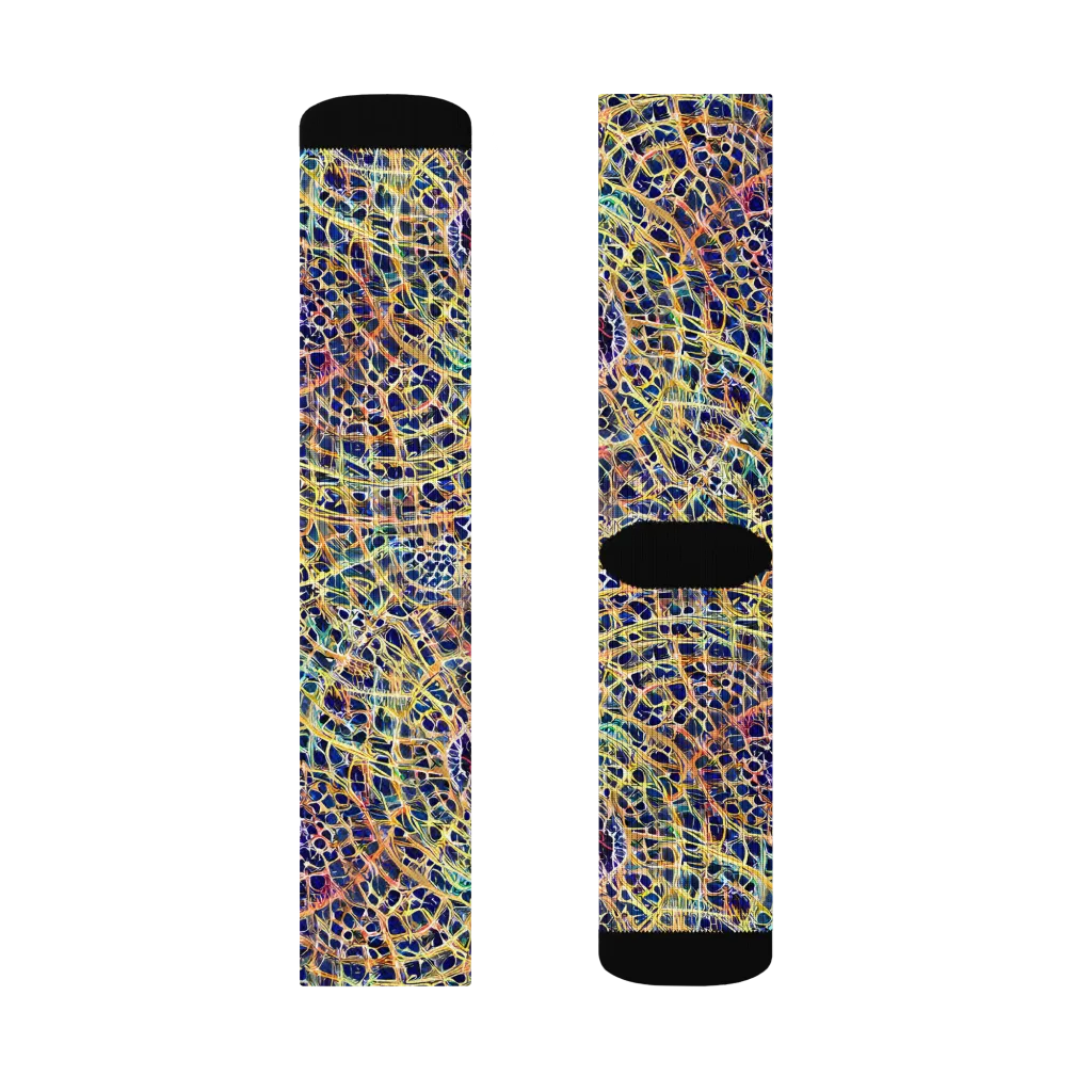 Kaleidoscopic Circuit on Socks — Right Sock
