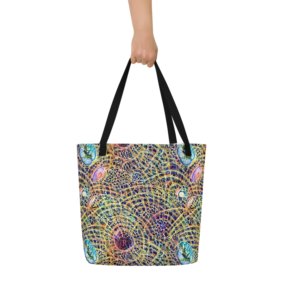 Kaleidoscopic Circuit on Large Tote Bag W/ Pocket — Front