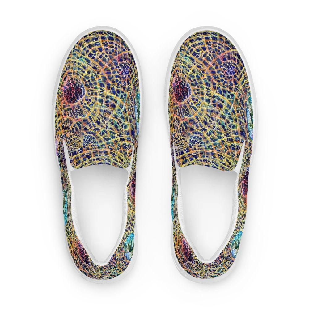 Kaleidoscopic Circuit on Women's Slip-On Canvas Shoes — Front