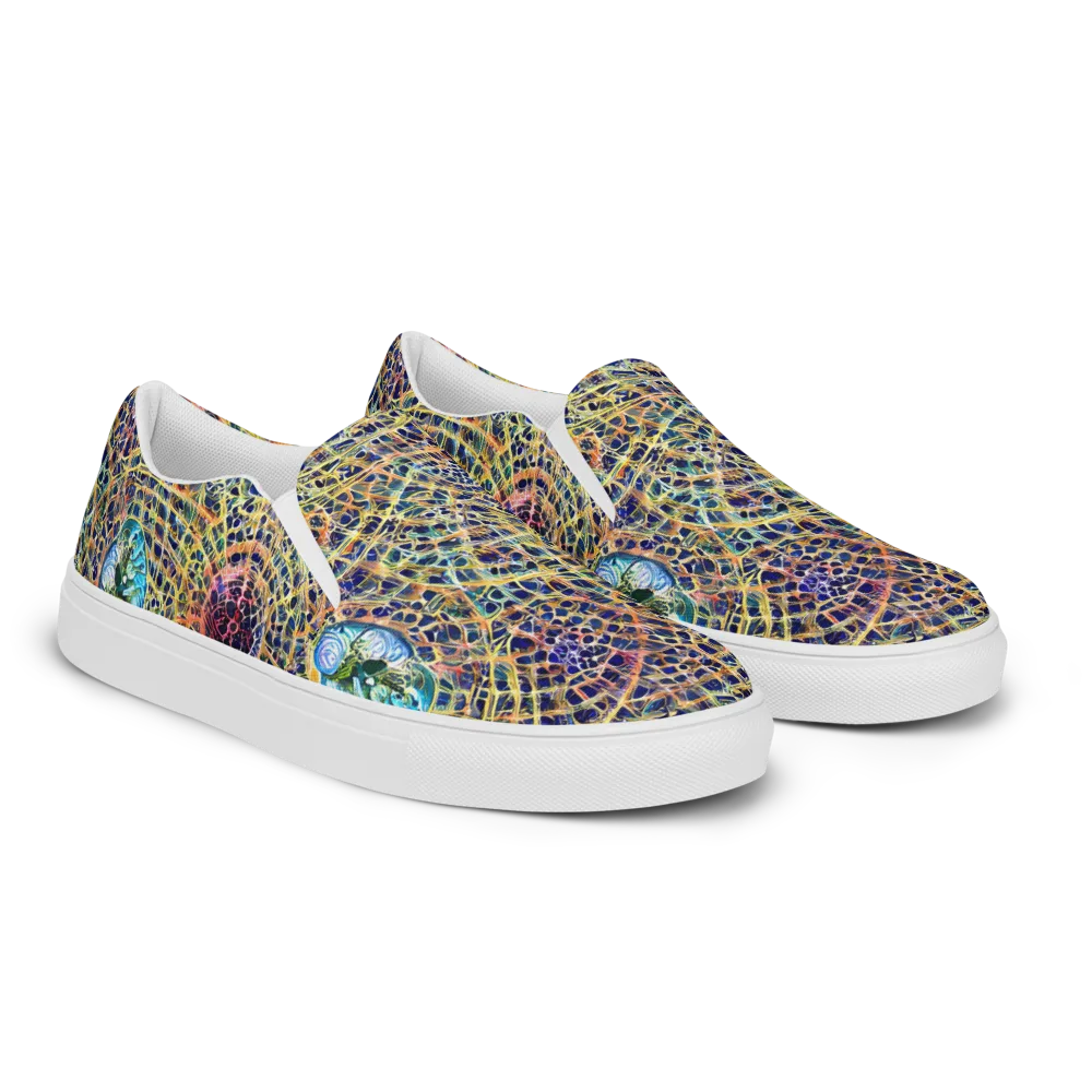 Kaleidoscopic Circuit on Women's Slip-On Canvas Shoes — Right Front