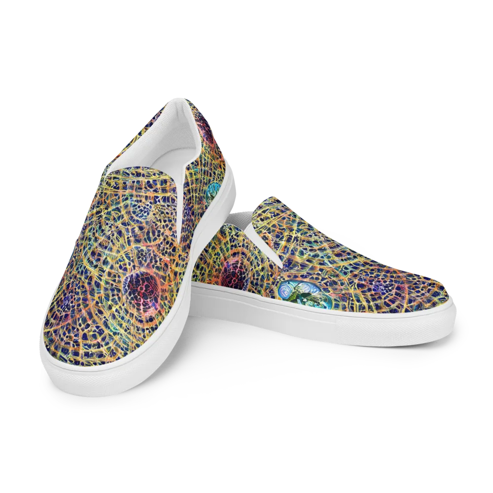 Kaleidoscopic Circuit on Women's Slip-On Canvas Shoes — Left Front