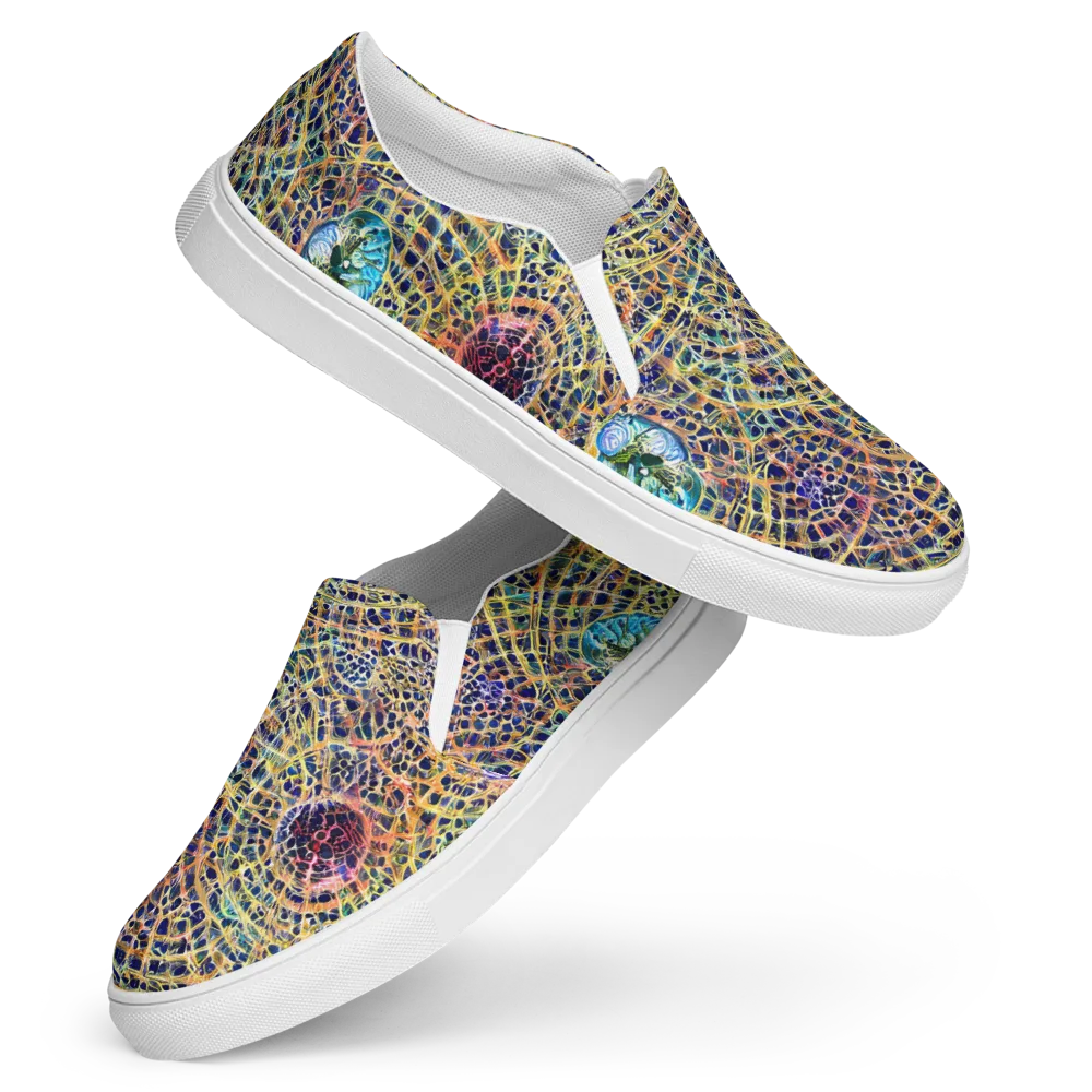 Kaleidoscopic Circuit on Women's Slip-On Canvas Shoes — Front