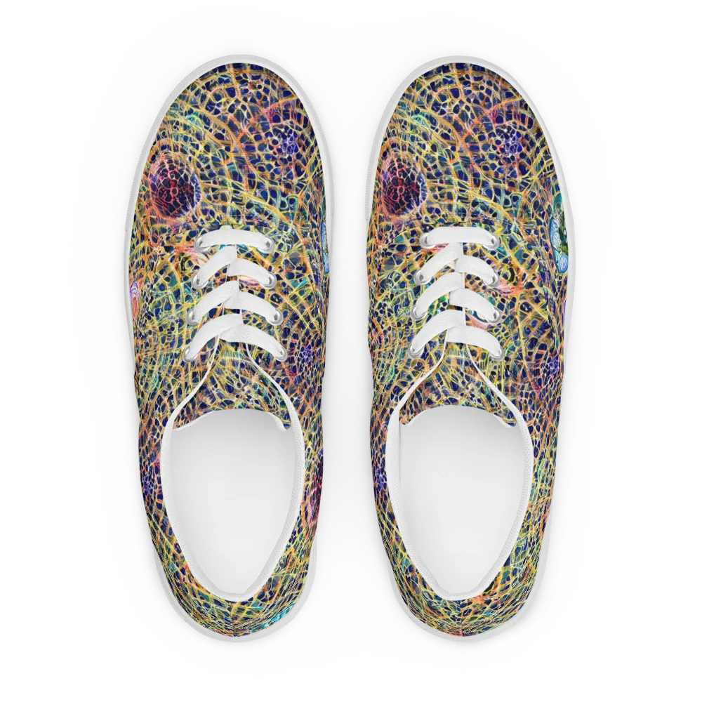 Kaleidoscopic Circuit on Men's Lace-Up Canvas Shoes — Front