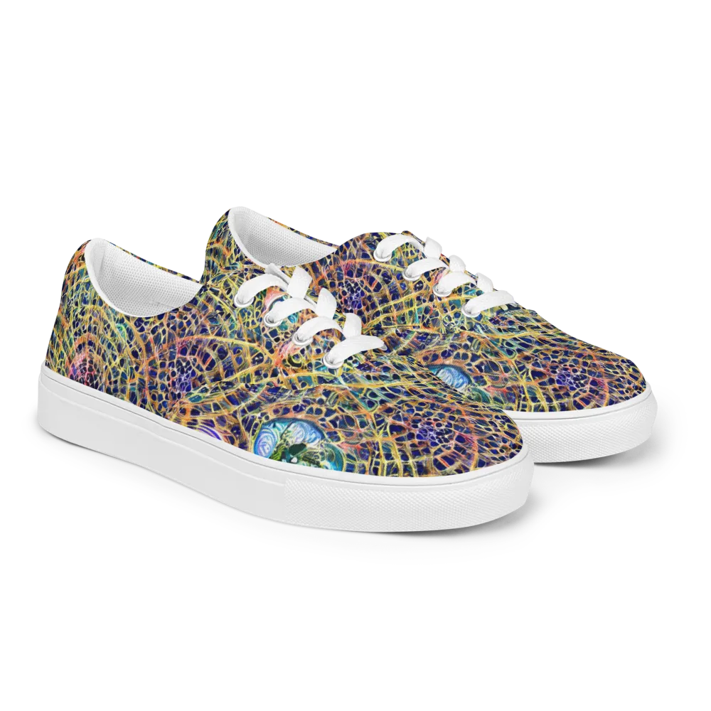 Kaleidoscopic Circuit on Men's Lace-Up Canvas Shoes — Right Front
