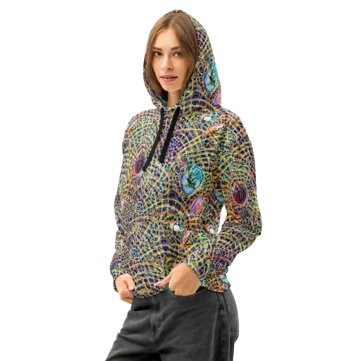 Kaleidoscopic Circuit on a Cotton Hoodie