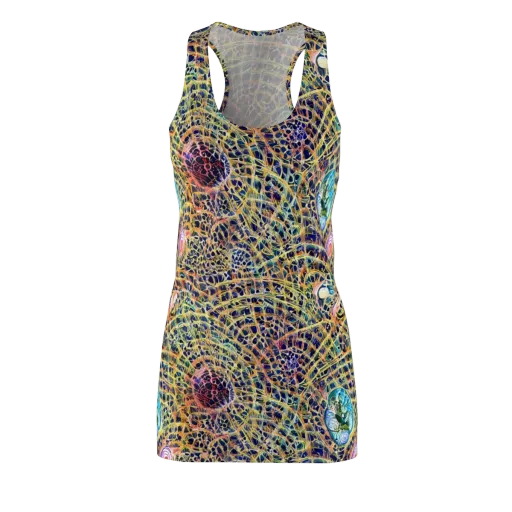 Kaleidoscopic Circuit on a Racerback Dress
