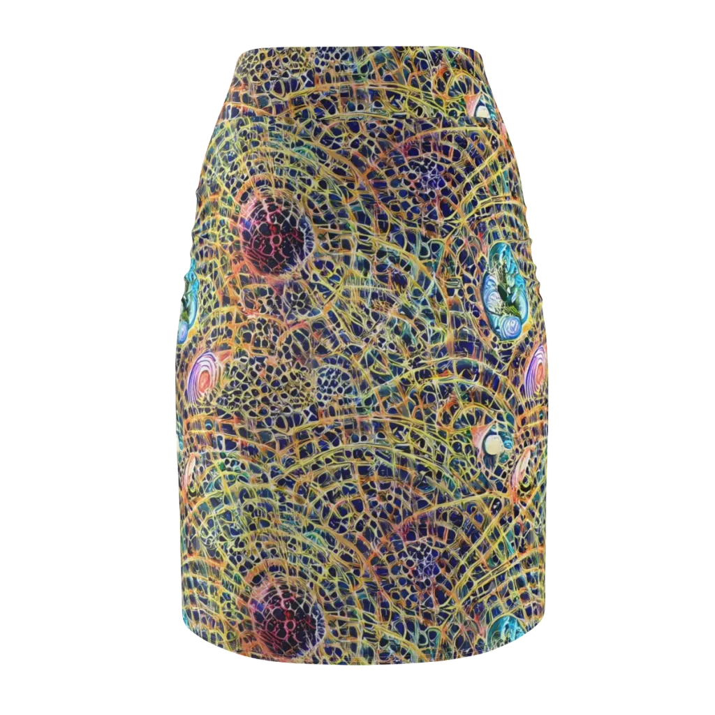 Kaleidoscopic Circuit on Pencil Skirt — Back