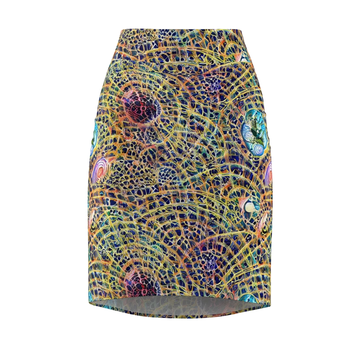 Kaleidoscopic Circuit on Pencil Skirt — Front