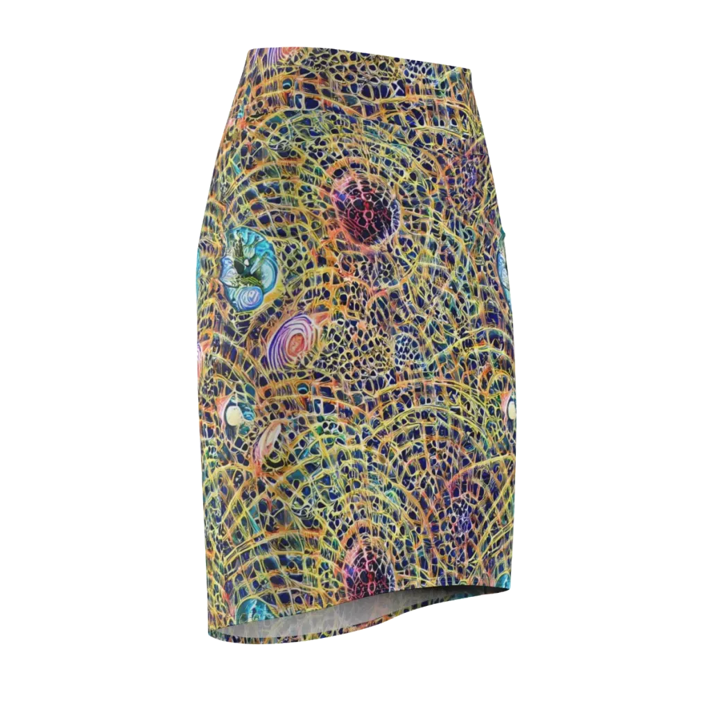 Kaleidoscopic Circuit on Pencil Skirt — Front Side