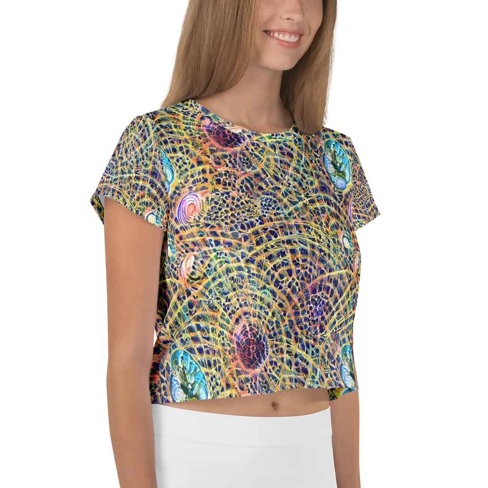 Kaleidoscopic Circuit on Crop Tee — Right