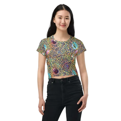 Kaleidoscopic Circuit on a Crop Tee