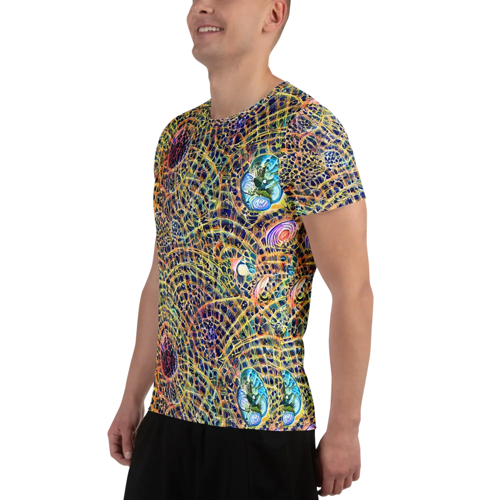 Kaleidoscopic Circuit on Men's Athletic T-Shirt — Left